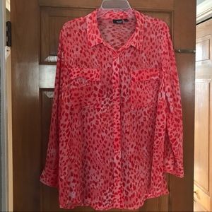 a.n.a sheer printed blouse